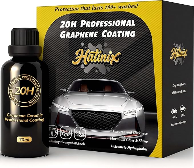 20H Graphene Ceramic Coating for Cars - 70ml, Professional Ceramic Coating | High Gloss Finish | Hydrophobic | Scratch & Protection | Easy To Use