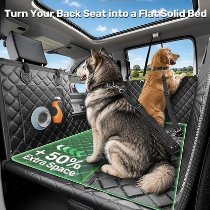 Zanch Heavy-Duty Dog Truck Seat Cover, Flat Solid Back Seat Extender for Multi Large Dogs, Hard Bottom Supports 450 lb, Waterproof Hammock Protector, XL for Full-Size Crew Cab Trucks & SUVs, Black