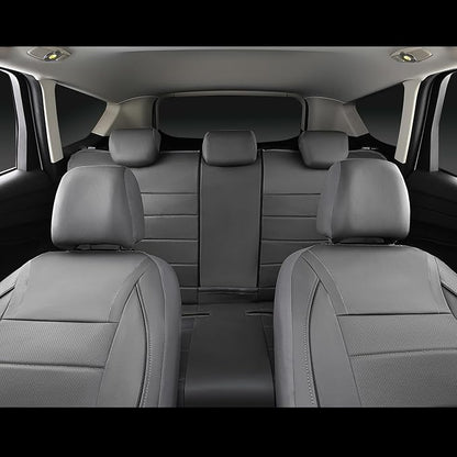 CAR PASS Piping Faux Leather Car Seat Cover Full Set,Grey Breathable Leather Seat Covers for Cars, Airbag Compatible,Universal Fit for SUVs,Van,Sedans,Small Trucks (Full Set, All Gray)