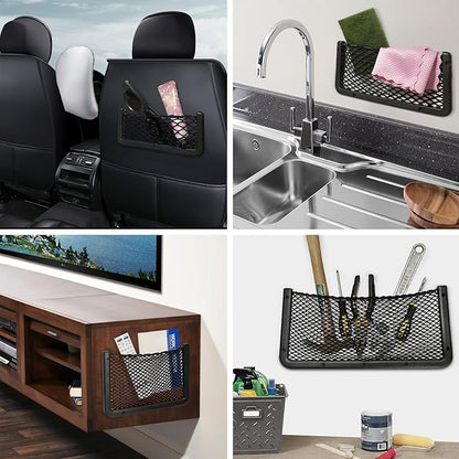 ABS Plastic Frame Automotive Cargo Nets Car Net Pocket Phone Car Mesh Net Holder RV Storage Boat Cargo Pocket Organizer Framed Mesh Net Pocket with Screws for Auto RV Net(4, 12 x 8 Inch)