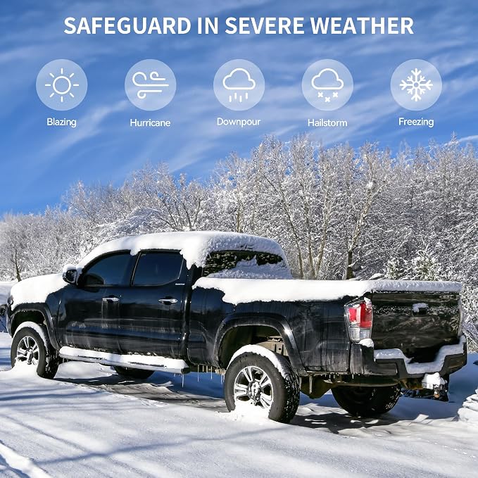 OEDRO FRP Hard Tri-fold Tonneau Cover Fold Truck Bed Covers Compatible with Toyota Tacoma 2024 2025 2026 (Excl. Trail Edition) with 5 Feet Bed with Tacoma Bed Rail