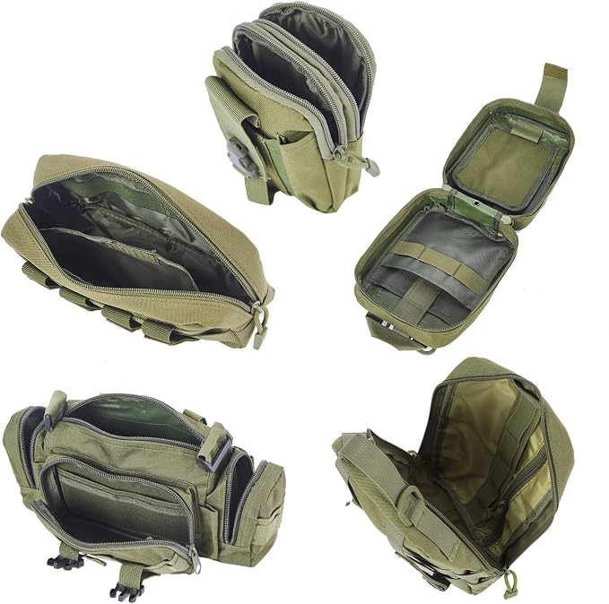 Universal Tactical Car Seat Back Organizer Bag Tactical Molle Vehicle Organizers Panel Vehicle Protector Organizers with 5 Detachable Pouches for Car Truck Ford Jeep (Army green)