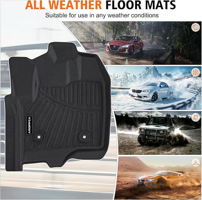 All Weather Car Floor Mats for Ford F250 F350 F450 2012-2016 Super Duty Crew Cab Without Manual Transfer Case Shifter, TPE Rubber Floor Liners Anti-Slip Automotive Mats for F250 F350 Accessories