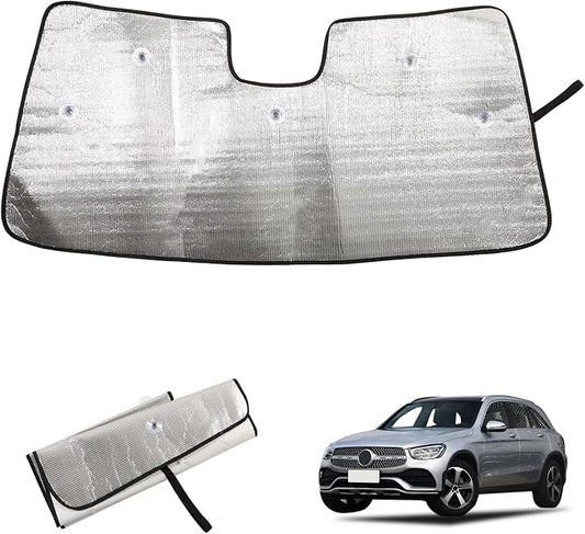 Windshield Sun Shade Compatible with Mercedes-Benz GLC 2022-2025 Foldable Front Windshield Sunshade Protector, Block UV Rays Keep Your Car Cooler