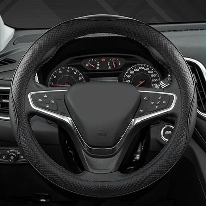 West Llama Customized Auto Car Steering Wheel Cover for Chevy 14.5-15 inches, Steering Wheel Cover for Chevrolet(Black Line-Standard Size)