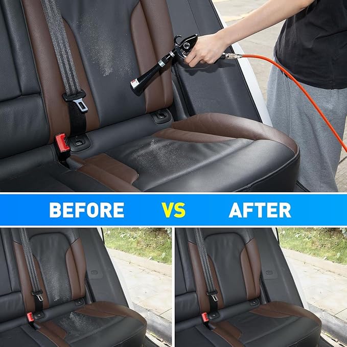 Car Cleaning Gun, Equipped with Two Nozzles, This Car Detailing Gun Can be Used with an Air Compressor to Quickly Remove Dirt and Dust Using Airflow. Suitable for Car Detailing