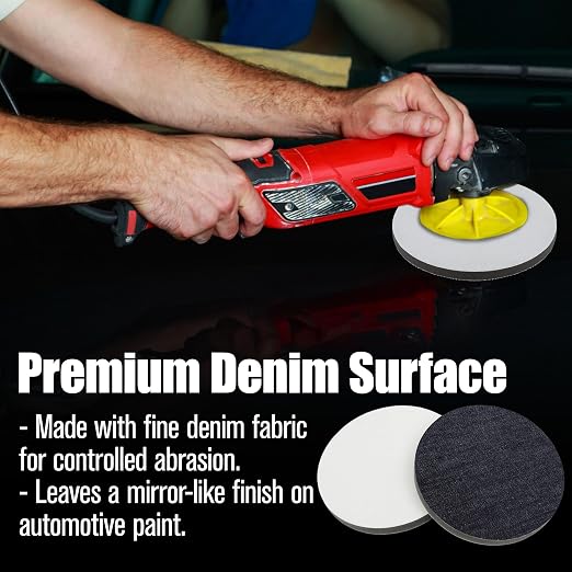 7'' Universal 3-Pack Orange Peel Remover Denim Polishing Pads – 2000 Grit (135mm) Hook & Loop for Easy Attachment, Professional Paint Leveling & Detailing Pad, V2 Upper Layer Clear Coat Scratch Repair