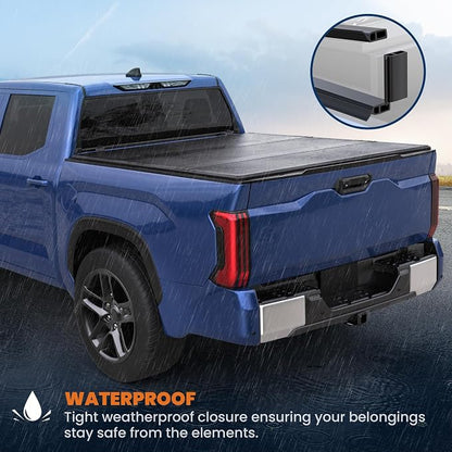 KUIPERAUTO Fiberglass 5FT Hard Tri Truck Bed Tonneau Cover Compatible for 2024 2025 Toyota Tacoma (Excludes Trail Special Edition Storage Boxes)
