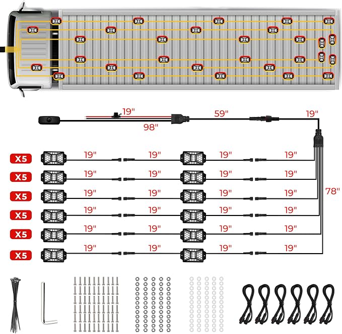 30 Pods Pure White LED Rock Lights Kit with Switch Wiring Harness,6500K 810 LEDs Bright Rock Lights for Trucks,Waterproof Underglow Light for Car Jeep Off Road ATV UTV SUV(Patented)