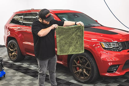 The Rag Company, The Liquid8r M22, Absorbent 70/30 Blend Microfiber Drying Towel for Cars, Trucks, and SUVs, Safe for Detailing, Scratch-Free, Twist Loop, 2200 GSM, 20x20 Inches, Camo