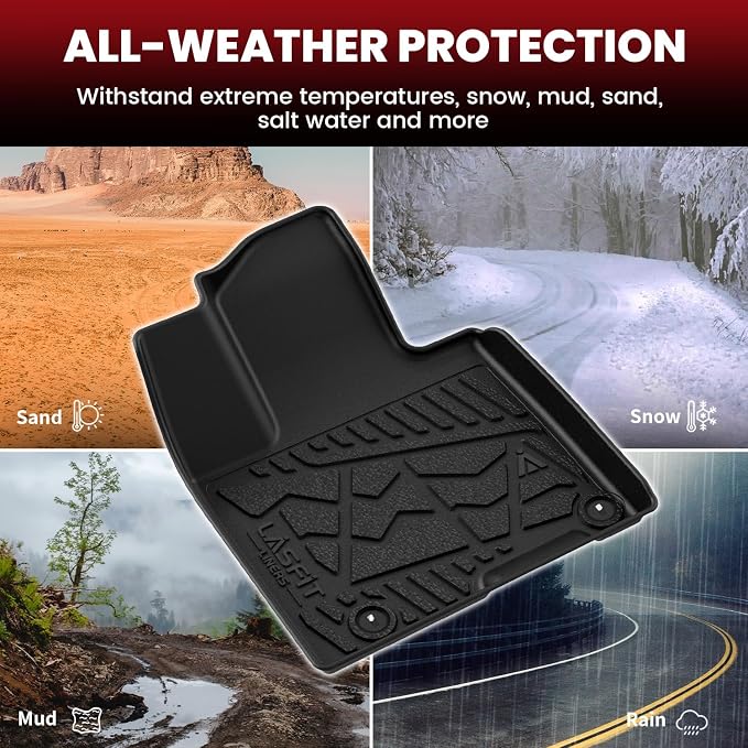 LASFIT Floor Mats for Hyundai Santa Cruz 2026 2025 2024 2023 2022, Custom Fit TPE All Weather Floor Liners 1st & 2nd Row Car Mats Accessories for Hyundai Santa Cruz 2022-2026, Black