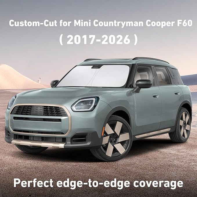 EcoNour Windshield Sunshade Compatible for Mini Country Man Cooper F60 2017-2024 2025 2026, Sun Visor for Front Windshield & Window Sun Shade Cover, UV Heat Blocker & Protector, Car Accessories