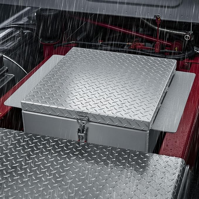 VEVOR Truck Bed Tool Box, Heavy Duty Aluminum Tool Box with Diamond Plate, Storage Toolbox Chest Organizer Supports up to 220 lbs, Ideal for Pickup, Truck Bed, RV, Trailer, 30.3 x 24 x 12.2 in, Silver
