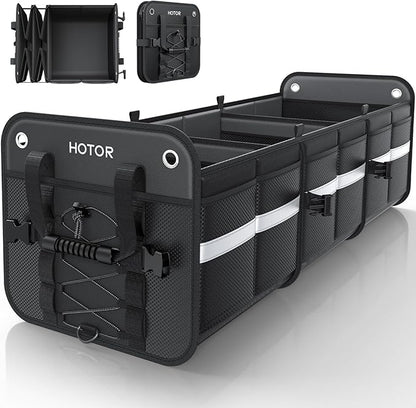 HOTOR Trunk Organizer for SUV – Car Storage Box with Reflective Strips, Collapsible Car Organizer with Large Capacity, Essential Car Accessories for Truck, Van & Sedan, Black, 35.0" x 14.4" x 11.0"