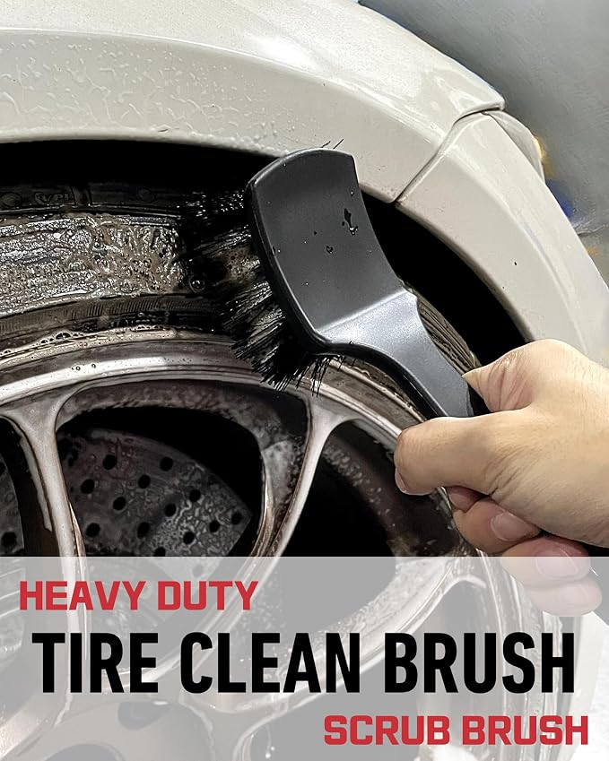 Wheel Brushes for Cleaning Wheels (4 Pro Pack)- 2X Soft Wheel Cleaning Wool Brush, Detailing Brush and Stiff Tire Brush, Scratch Free Durable Car Wheel Rim Brush Kit for Car Rim and Tire Detailing