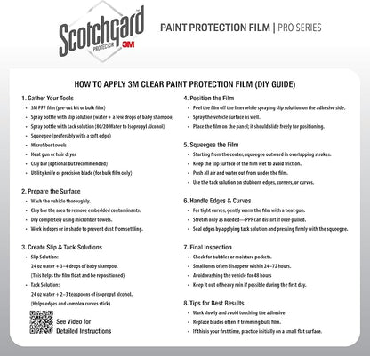 3M Clear Paint Protection Film, 8 mil PPF Vinyl Wrap with Self-Healing Technology, UV Protection, Non-Yellowing, Scratch Resistant, Glossy Finish (12 x 24in)