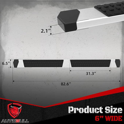 Crew Cab Running Boards Side Steps Compatible with 2009-2018 Dodge Ram 1500, Ram 2019-2024 1500 Classic(New Body Style Not Fit), Ram 2010-2026 2500 3500 Silver Textured Aluminum Nerf Bars