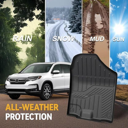 Floor Mats for Honda Pilot 2022-2016, All Weather Floor Mats Trunk Cargo Liner with Backrest Protectors and Door Sill Guards Accessories, Full Coverage Set for 8 Seats (Not Fit Elite Model)