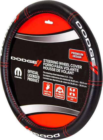 Plasticolor 006694R01 Dodge // Deluxe High Contrast Stitching Steering Wheel Cover