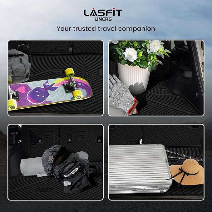 LASFIT Cargo Mat & Seatback Mat for Toyota Land Cruiser 2024-2026 2027, Custom Fit All-Weather TPE Rubber Backrest & Trunk Mats for Land Cruiser Accessories, Easy to Clean, Black