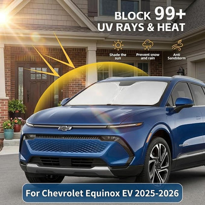 Windshield Sun Shade for Chevy Equinox EV 2025-2026 Sunshade Front Window Shade Custom Fit Equinox EV Accessories Sun Visor Foldable Shade Blocks UV Rays Accessories