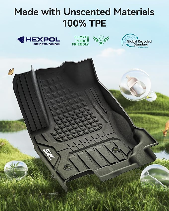 3W Floor Mats for Toyota 4Runner 2025 2026 5 Seats(Only fit Hybrid), All Weather TPE Custom Fit Floor Liner & Trunk Mat & 2nd Row Under Seat Mat & Backrest Mat for 4 Runner Full Set 7Pcs