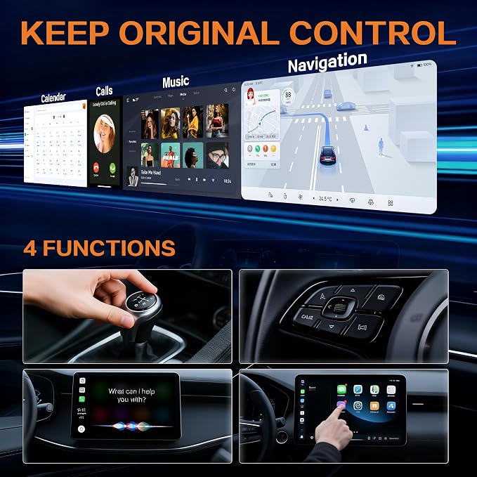 2026 Wireless CarPlay Adapter for iPhone,2 in 1 for Apple Carplay and Android Auto Adapter,Mini carplay Wireless Adapter Convert Wired to Wireless, Plug & Play, USB to USB-C/Type-C (Orange)