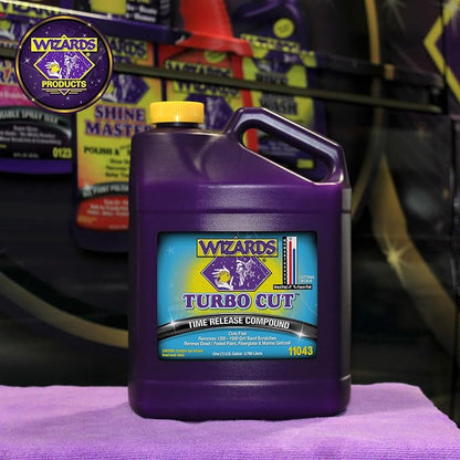 Wizards Turbo Cut Buffing Compound for Car Scratch Repair - 1 Gallon - Removes 1200-1500 Scratches - Rubbing Compound for Cars & Boats - Paint Restorer for Vehicles