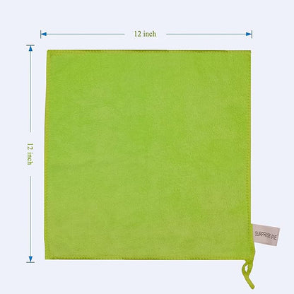 Microfiber Cleaning Cloth for Kitchen Housekeeping Dish Electronics Dust Rags Thick Lint Free Car Wash DryingTowel (12"x12") Green-6 Pack