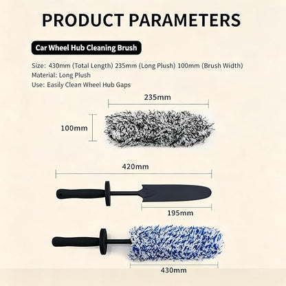 Wheel Barrel Brush, New Upgrade Car Wheel Cleaner Brush Long Handle Microfiber Wheel, Non Scratch Car Detailing Brushs for Rim Cleaning and Car Detailing (2 Pcs Black)