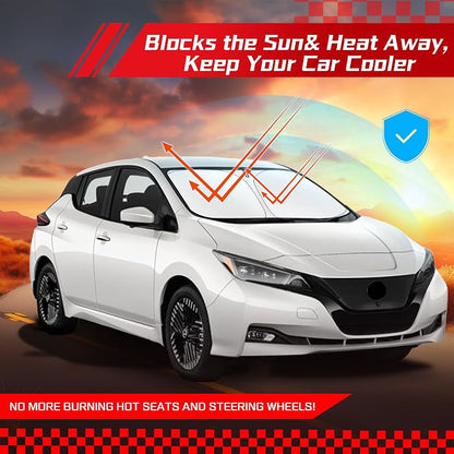ARISMOTOR Windshield Sun Shade for Ni-ssan Leaf 2018-2025, Custom Fit Foldable Front Window Sunshade Sun Visor Protector, Block UV Rays Keep Your Car Cooler
