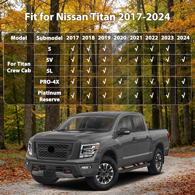 Floor Mats for Nissan Titan 2017-2024 Crew Cab with Rear Under Seat Organize, All Weather TPE Floor Liners Custom Fit Titan Heavy Duty Car Mats 1st & 2nd Mat Accessories Odorless Anti Slip Black