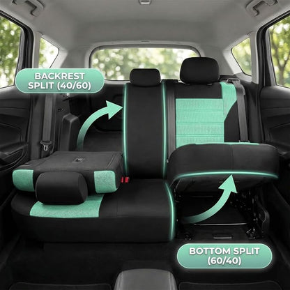 FH Group Automotive Car Seat Covers Full Set Premium 3D Air Mesh Front Seat Covers, Airbag Compatible & Split Bench Cover Universal Fit Interior Accessories for Cars Trucks and SUVs - Mint