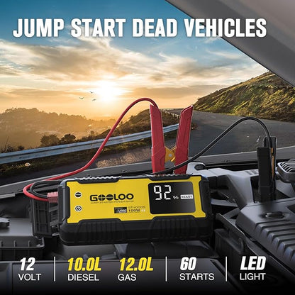 GOOLOO GT4000S Jump Starter 4000A Car Jumper Starter (Up to 10L Diesel All Gas Engines), 100W Fast-Charging Lithium Jump Box, SuperSafe Portable Car Battery Charger for 12V Vehicles, Yellow