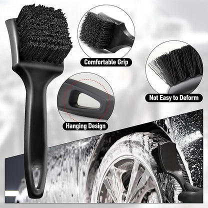 Car Wheel Cleaning Brush - 8PCS Car Wheel Tire Rim Cleaner Pro Wash Kit with Soft-bristled Detailing Crevice Brushes Stone Scraper Carry Bag, Auto Vehicle Cleaning Washing Tools Supplies