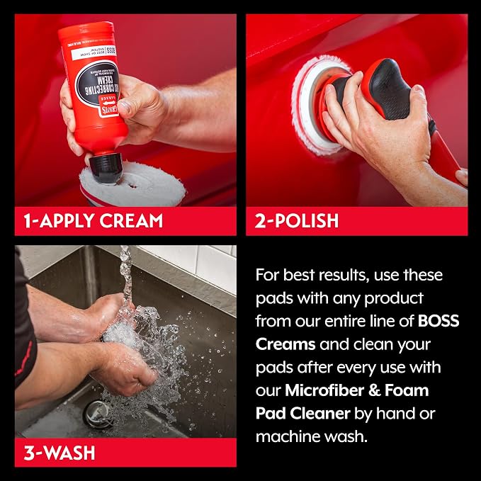Griot's Garage BOSS 5.5” Microfiber Pads for Car Polishing and Detailing, Buffing Pads for Moderate and Severe Scratch Removal, Set of 2