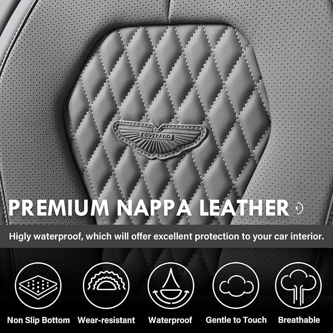Coverado Seat Covers, Car Seat Covers Front Seats, Gray Car Seat Cover, Waterproof Car Seat Covers, Car Seat Cushion, Front Car Seat Covers Leatherette Car Seat Protector Universal Fit Most Cars