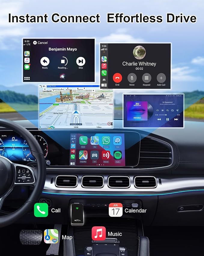 Wireless CarPlay Adapter for iPhone, Zinc Alloy & Tempered Glass Edition - Reliable 5.8GHz Wireless Dongle for Factory Wired CarPlay Cars, Instant Connection, No Overheating, Plug & Play