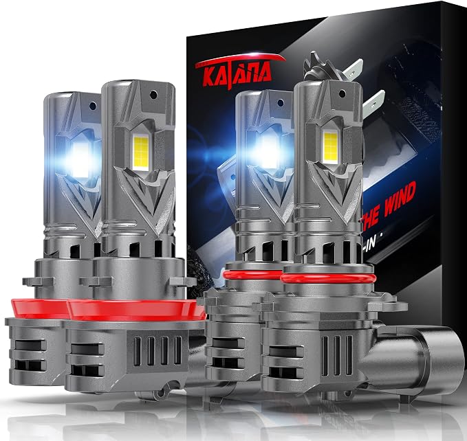 KATANA Upgraded H11 9005 Bulbs, 36000LM 6500K Xenon White Super Bright Mini Size with Cooling Fan, H8 HB3 Canbus Ready Fog Light , Pack of 4