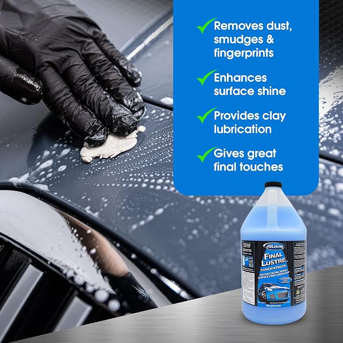 Final Lustre Concentrate, Quick Detailer Solution to Remove Dust and Dirt, Streak and Residue-Free Car Spray, Quick Detailer Spray for Clay Bar and Polishing Pad, Grape Scent, 1 Gallon