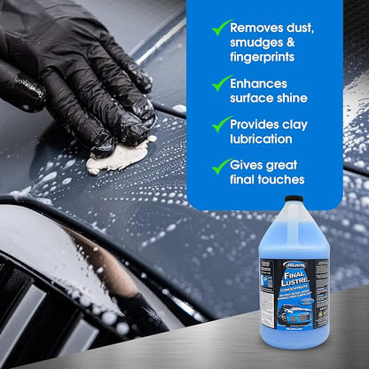 Final Lustre Concentrate, Quick Detailer Solution to Remove Dust and Dirt, Streak and Residue-Free Car Spray, Quick Detailer Spray for Clay Bar and Polishing Pad, Grape Scent, 1 Gallon