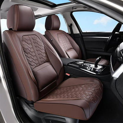 Huidasource Car Seat Covers Full Set, Car Seat Cushion Cover, Full-Cover Leather Car Seat Covers Front and Rear 5 Seats, Waterproof Automotive Seat Covers Fit for Most Cars SUV Trucks, Coffee