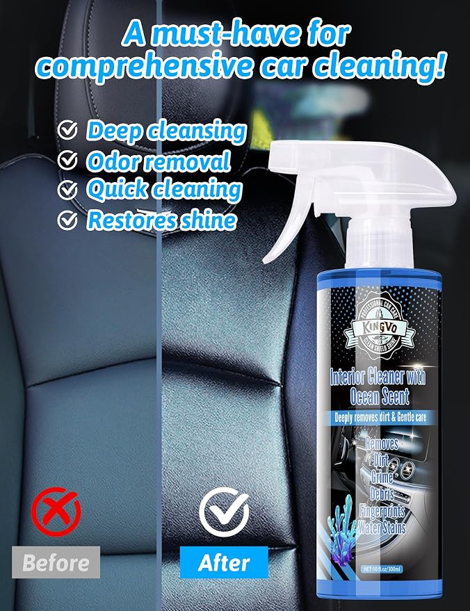 Car Cleaner Interior, Leather Cleaner Upholstery Interior Ceaning Kit Carpet Dashboard Shiny Car Stuff for Vinyl,Plastic,Fabric,Carpet & More,Ocean Scent