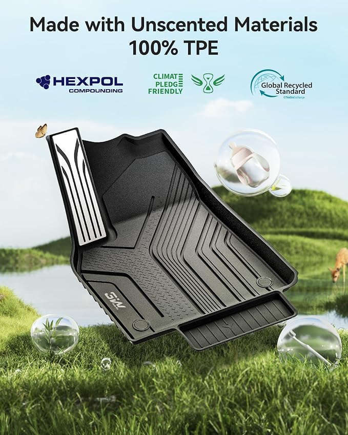 3W Floor Mats for 2025 2026 Tesla Model Y Juniper Only for Standard 5 Seat with Rear Cargo Mat & Backrest Mat TPE Anti-Slip All Weather Tesla Model Y Accessories, Vigormold™