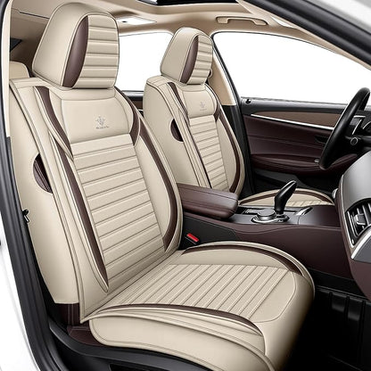 Seat Covers Fit for Nissan Rogue 2015-2026, Breathable and Comfortable Leather Car Seat Cover, Standard Waterproof Cushion Cover Auto Interior Accessories (Beige Brown)