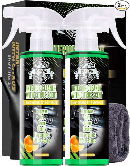Car Cleaner Interior, Leather Cleaner Upholstery Interior Ceaning Kit Carpet Dashboard Shiny Car Stuff for Vinyl,Plastic,Fabric,Carpet & More,Citrus Scent
