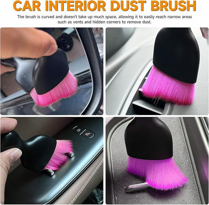ATTRACTIVE 2-Pack Car Detailing Brush Set, Super Soft Fiber Bristles Dashboard Cleaner for Interior & Exterior, Dust Brush for Air Vents, Leather Seats, Console, Keyboard & Narrow Gaps
