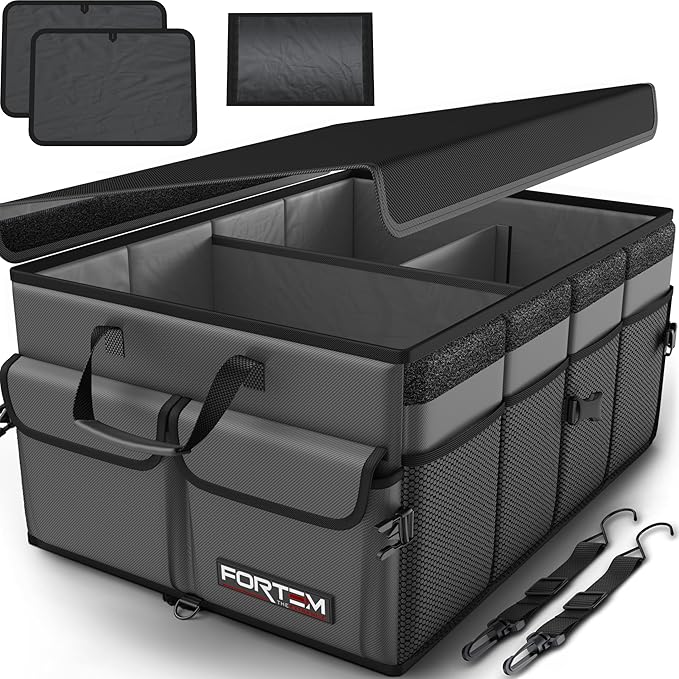 FORTEM Trunk Organizer For SUV Car Trunk Organizer, Foldable Storage, Car Accessories for Women Men, Collapsible Bag, 600D Oxford, Non Slip Bottom, Straps, Soft Cover (50L)