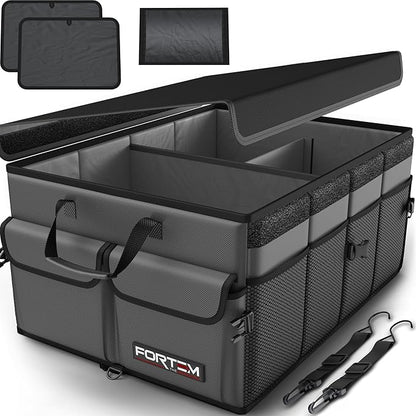 FORTEM Trunk Organizer For SUV Car Trunk Organizer, Foldable Storage, Car Accessories for Women Men, Collapsible Bag, 600D Oxford, Non Slip Bottom, Straps, Soft Cover (50L)