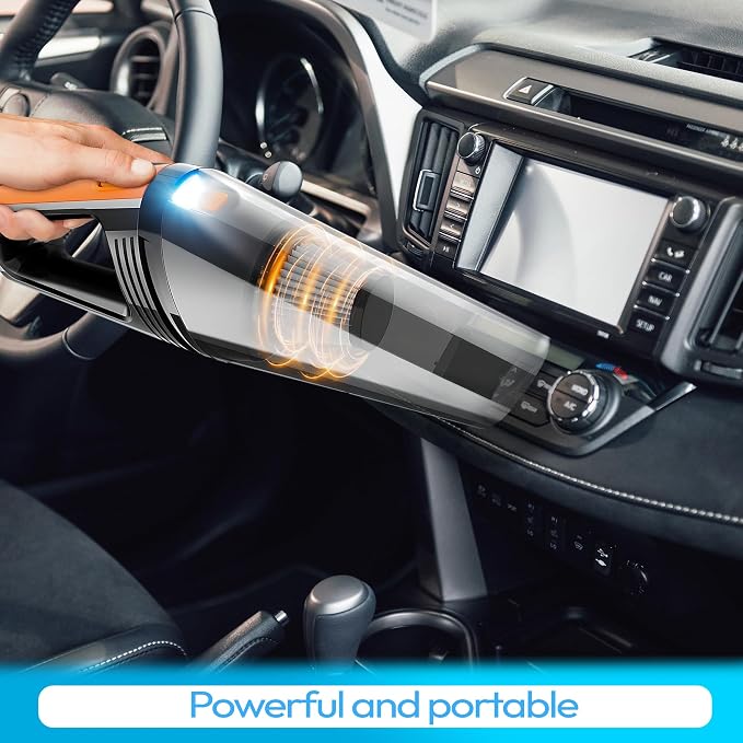 SYAYVO Portable Car Vacuum Cleaner - 8000PA/100W/DC12V Corded Vacuum Cleaner Handheld Vacuum with Attachments, LED Light Cleaning Kit 16.4 Ft Car Detailing Accessories for Women & Men